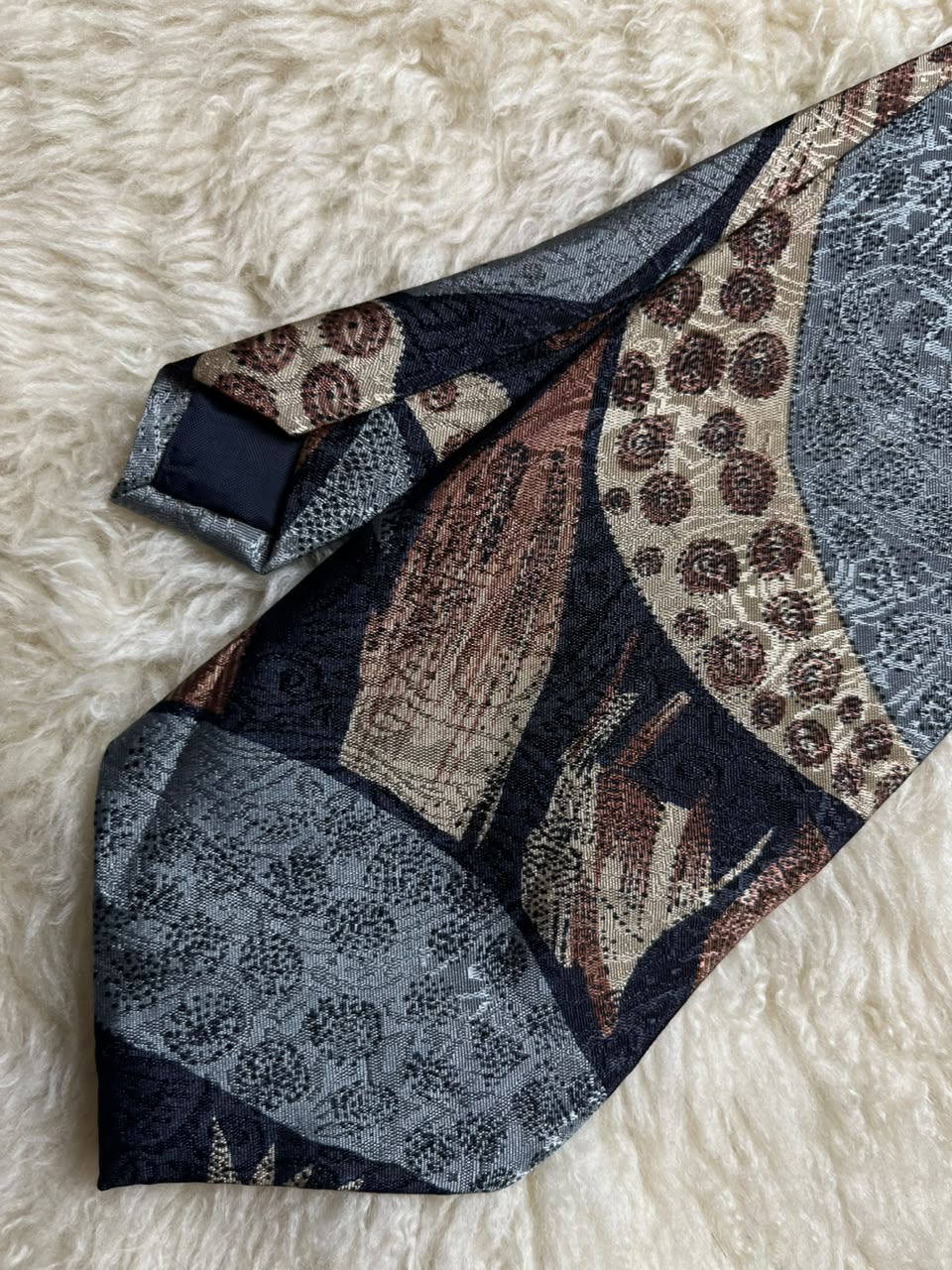 ALBARI Silk Jacquard Tie Mens Vintage Abstract Geometric Patchwork Brocade