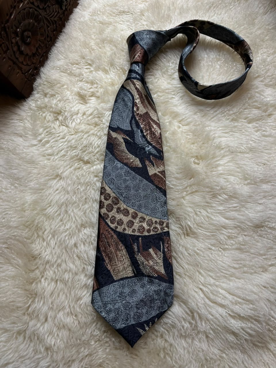 ALBARI Silk Jacquard Tie Mens Vintage Abstract Geometric Patchwork Brocade