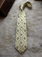 The Tie Studio London 100% Silk Tie Mens Pale Yellow Mallard Duck Shotgun Hunting