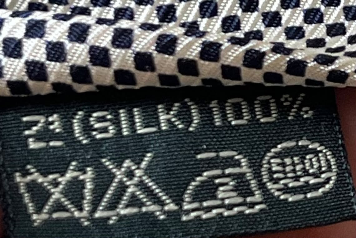 LLIANTTE Seoul 100% Silk Tie Mens Black White Micro Check Chain Link Foulard