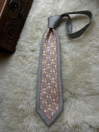 LLIANTTE Seoul 100% Silk Tie Mens Black White Micro Check Chain Link Foulard