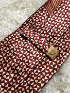 Gianfranco Ferre 100% Silk Tie Mens Burgundy Geometric Baroque Scroll Italy