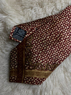 Gianfranco Ferre 100% Silk Tie Mens Burgundy Geometric Baroque Scroll Italy