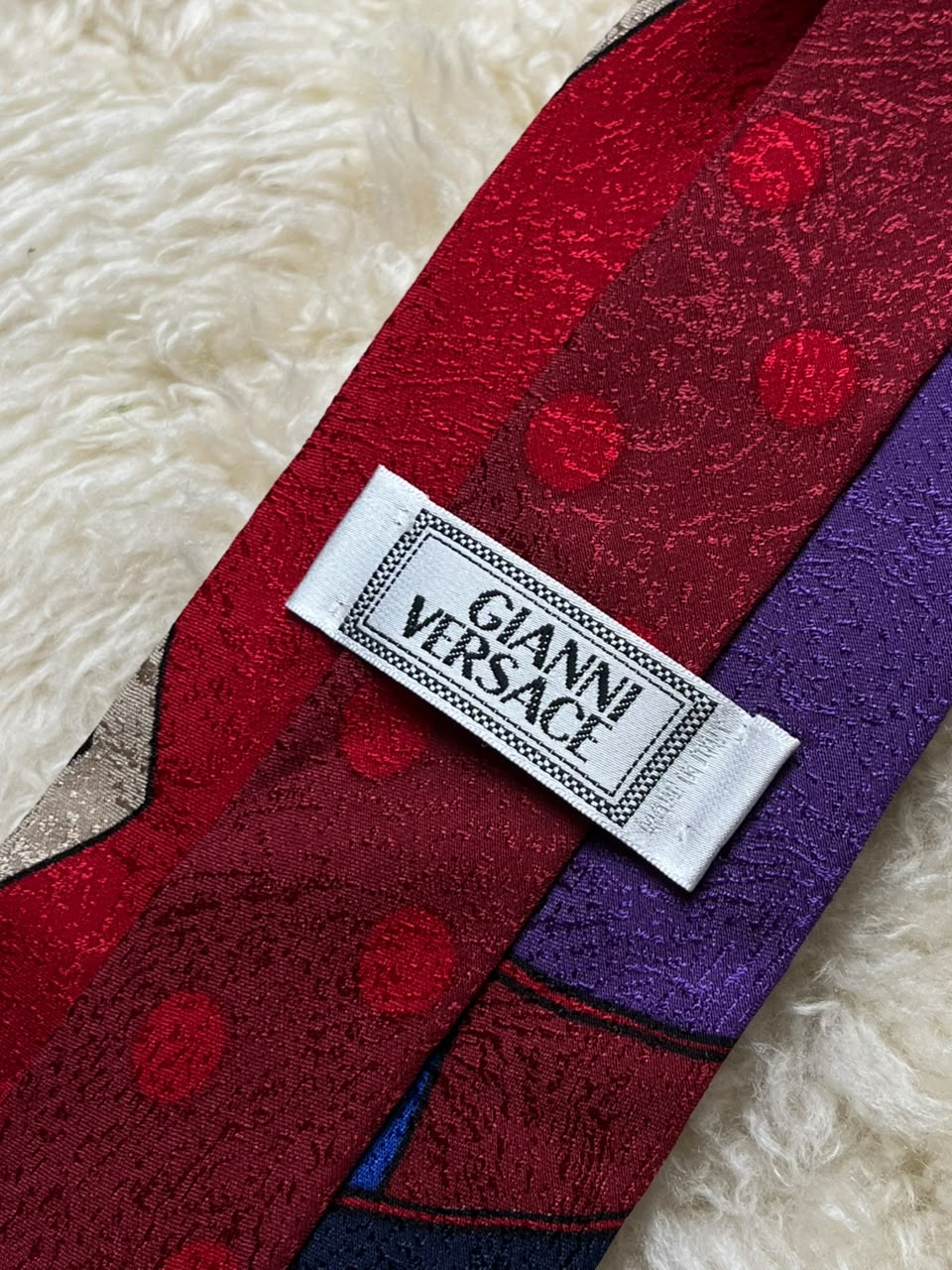 Gianni Versace Vintage Silk Tie Mens Geometric Colorblock Abstract Deco Italy