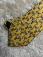 Brooks Brothers Makers Silk Tie Mens Yellow Equestrian Horses Award Ribbon USA