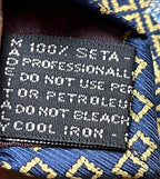 Gianni Versace 100% Silk Tie Mens Navy Gold Geometric Medusa Head Italy Baroque