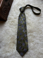 Giorgio Armani Cravatte 100% Silk Tie Mens Olive Green Medallion Foulard Italy