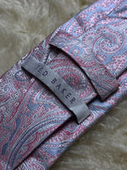 Ted Baker London 100% Silk Tie Mens Pastel Pink Blue Swirl Paisley Wedding Formal