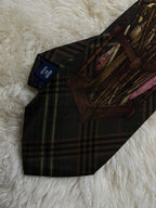 Polo Ralph Lauren Vintage Silk Tie Mens Plaid Umbrella Walking Stick Stand USA Made