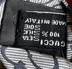 GUCCI 100% Silk Tie Mens Grey Interlocking GG Monogram Crest Logo Made in Italy