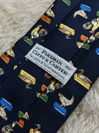 Pakeman Catto & Carter Silk Tie Mens Navy Farm Birds Rooster Duck Goose Wales