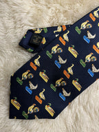 Pakeman Catto & Carter Silk Tie Mens Navy Farm Birds Rooster Duck Goose Wales