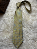 Brooks Brothers 346 Pure Silk Tie Mens Gold Geometric Diamond Foulard Made in USA