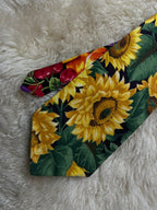 Vintage Reversible Double Sided Necktie Mens Sunflower Floral Mixed Fruit Cotton Tie
