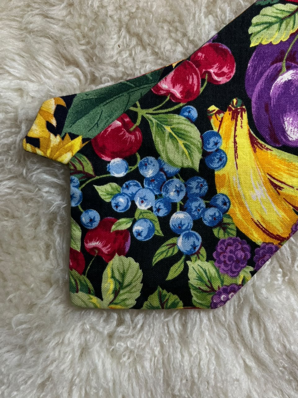 Vintage Reversible Double Sided Necktie Mens Sunflower Floral Mixed Fruit Cotton Tie