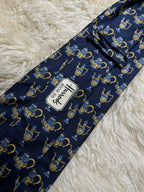 Harrods Knightsbridge Silk Tie Mens Navy Blue Antique Teapot Urn Porcelain England