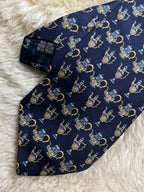 Harrods Knightsbridge Silk Tie Mens Navy Blue Antique Teapot Urn Porcelain England