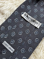 Giorgio Armani Cravatte 100% Silk Tie Mens Charcoal Geometric Pentagon Foulard Italy