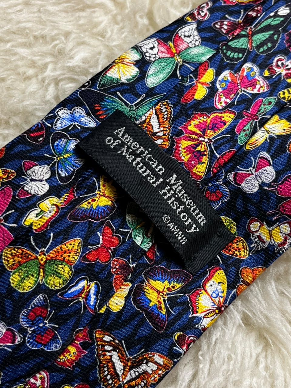 American Museum of Natural History Silk Tie Mens Navy Multicolor Butterflies AMNH