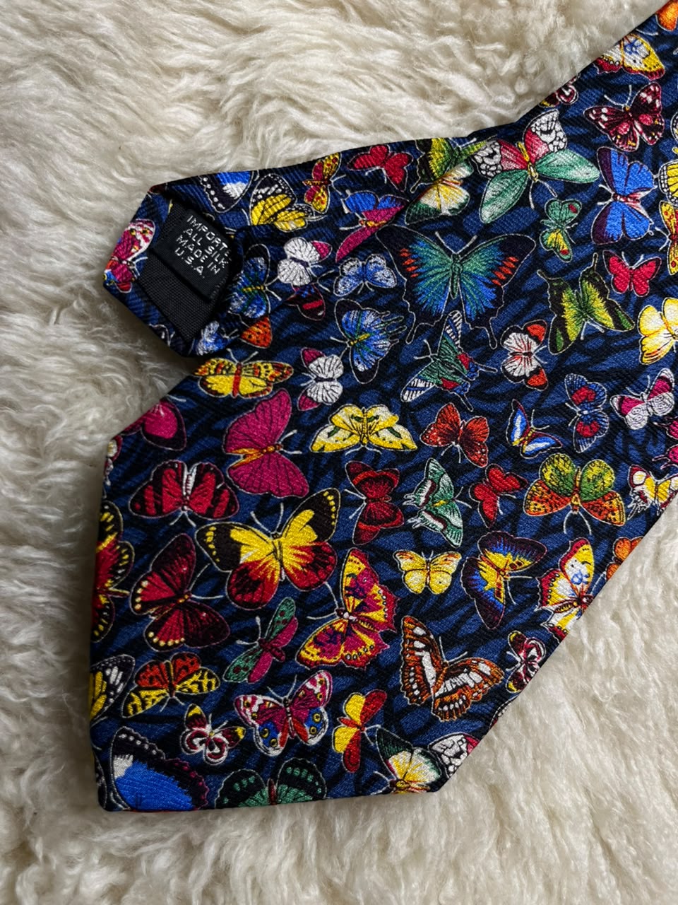 American Museum of Natural History Silk Tie Mens Navy Multicolor Butterflies AMNH