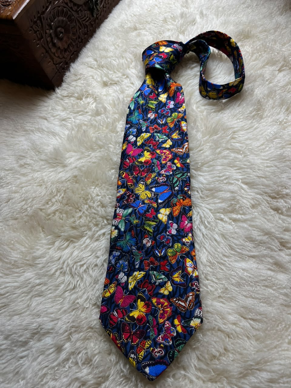 American Museum of Natural History Silk Tie Mens Navy Multicolor Butterflies AMNH