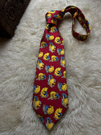 Vintage Classic Pooh Disney Silk Tie Mens Red Winnie the Pooh Hunny Pot Novelty