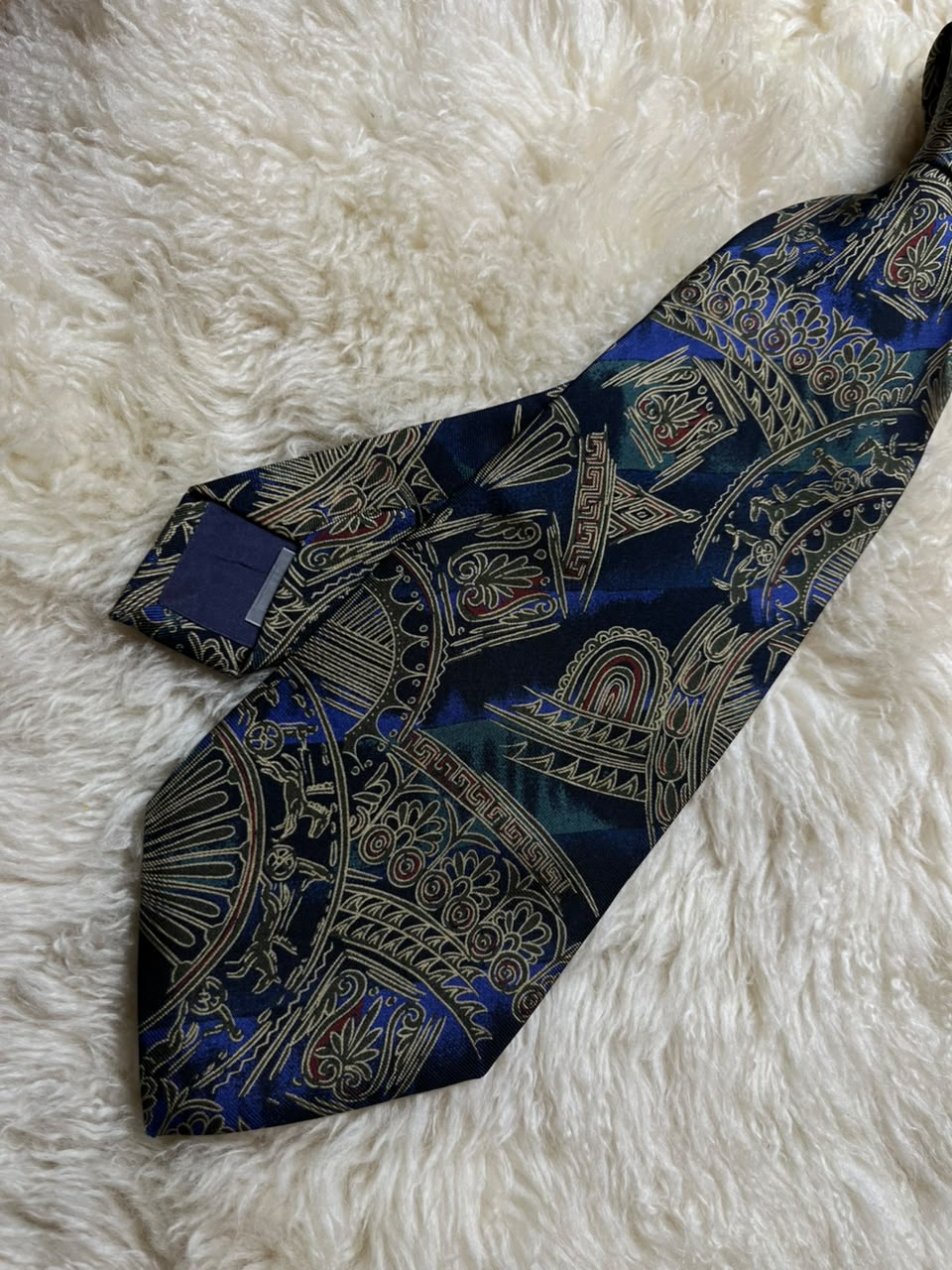 Takashimaya 100% Silk Tie Mens Blue Gold Greek Roman Architecture Baroque Japan