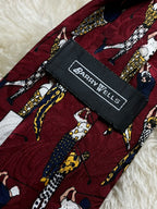 Barry Wells Silk Tie Mens Burgundy Red Golfers Swings Jacquard Made in USA