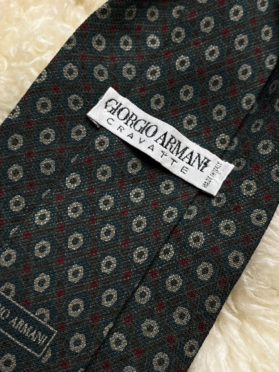 GIORGIO ARMANI CRAVATTE PURE SILK ITALIAN MADE GEOMETRIC FOULARD TIE