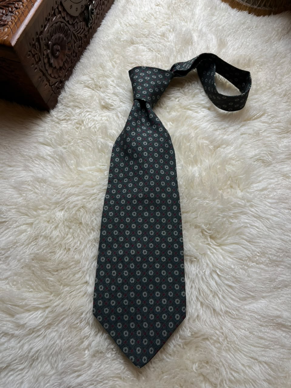 GIORGIO ARMANI CRAVATTE PURE SILK ITALIAN MADE GEOMETRIC FOULARD TIE