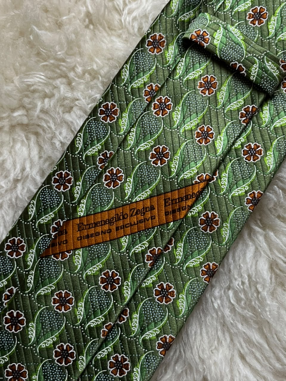 Ermenegildo Zegna Silk Tie Mens Green Floral Paisley Disegno Esclusivo Italy