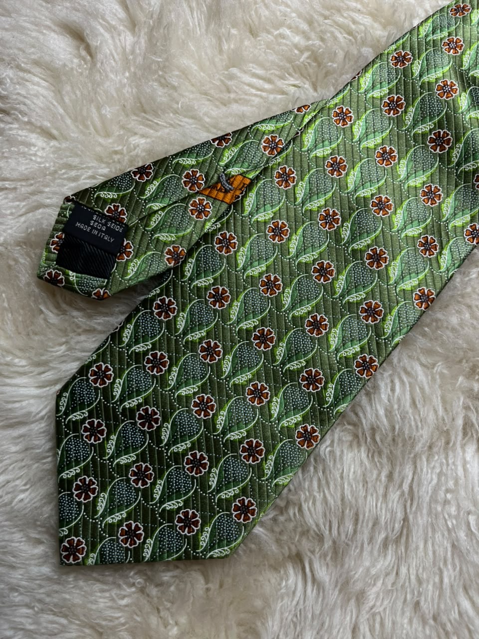 Ermenegildo Zegna Silk Tie Mens Green Floral Paisley Disegno Esclusivo Italy