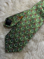 Ermenegildo Zegna Silk Tie Mens Green Floral Paisley Disegno Esclusivo Italy