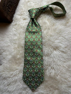 Ermenegildo Zegna Silk Tie Mens Green Floral Paisley Disegno Esclusivo Italy
