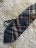 Vintage Yves Saint Laurent Mens Tie Plaid Tweed Wool Blend Blue YSL Paris New York