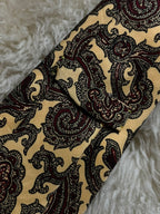 Vintage Silk Tie Mens Gold Yellow Burgundy Paisley Made in Italy Hand Made Classic