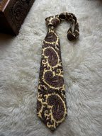 Vintage Silk Tie Mens Gold Yellow Burgundy Paisley Made in Italy Hand Made Classic