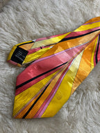 Vitaliano Pancaldi Italy 100% Silk Tie Mens Abstract Art Deco Multicolor Gold Chain