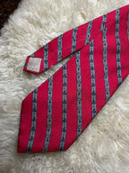 Christian Dior Vintage Silk Necktie Mens Red Diagonal Stripe Paisley Woven Italy USA