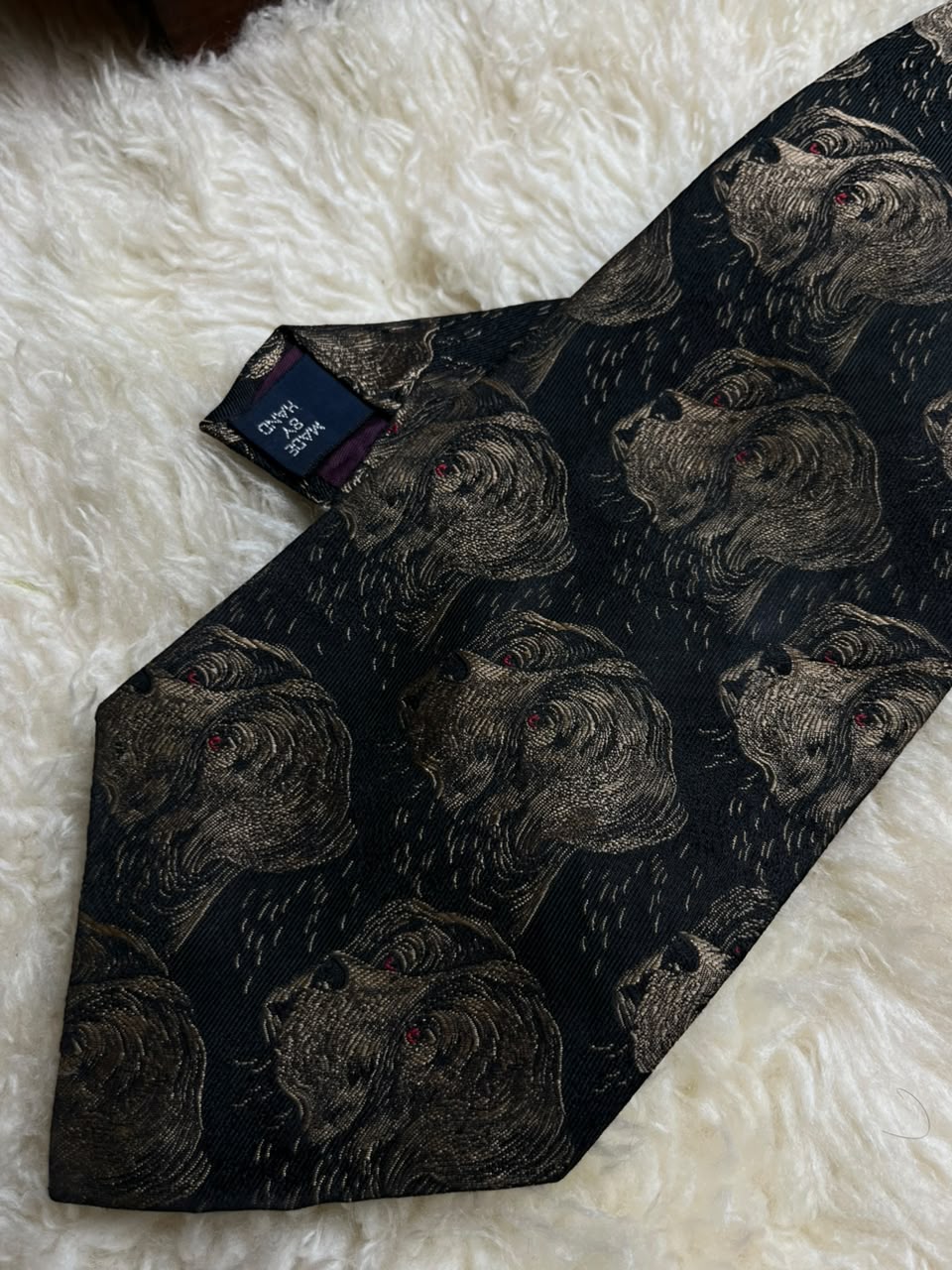 Vintage Polo Ralph Lauren Silk Necktie Dog Hunting Hound Retriever Jacquard USA