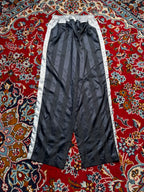 Vintage Nike Shiny Black Striped Silver Side Trousers - 24