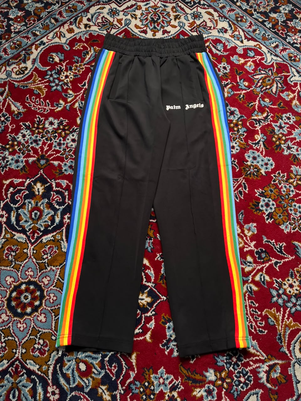 Palm Angels Rainbow Stripe Ankle Zip Black trousers -  30