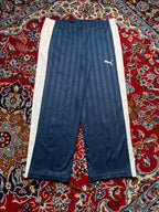Vintage Puma Stripe Navy Blue White Side Panel Wide Leg trousers - 38