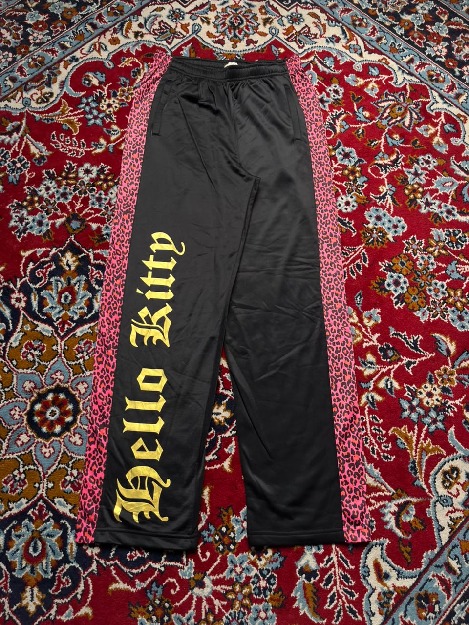 Vintage Hello Kitty Leopard Print Side Stripe Trousers - 28