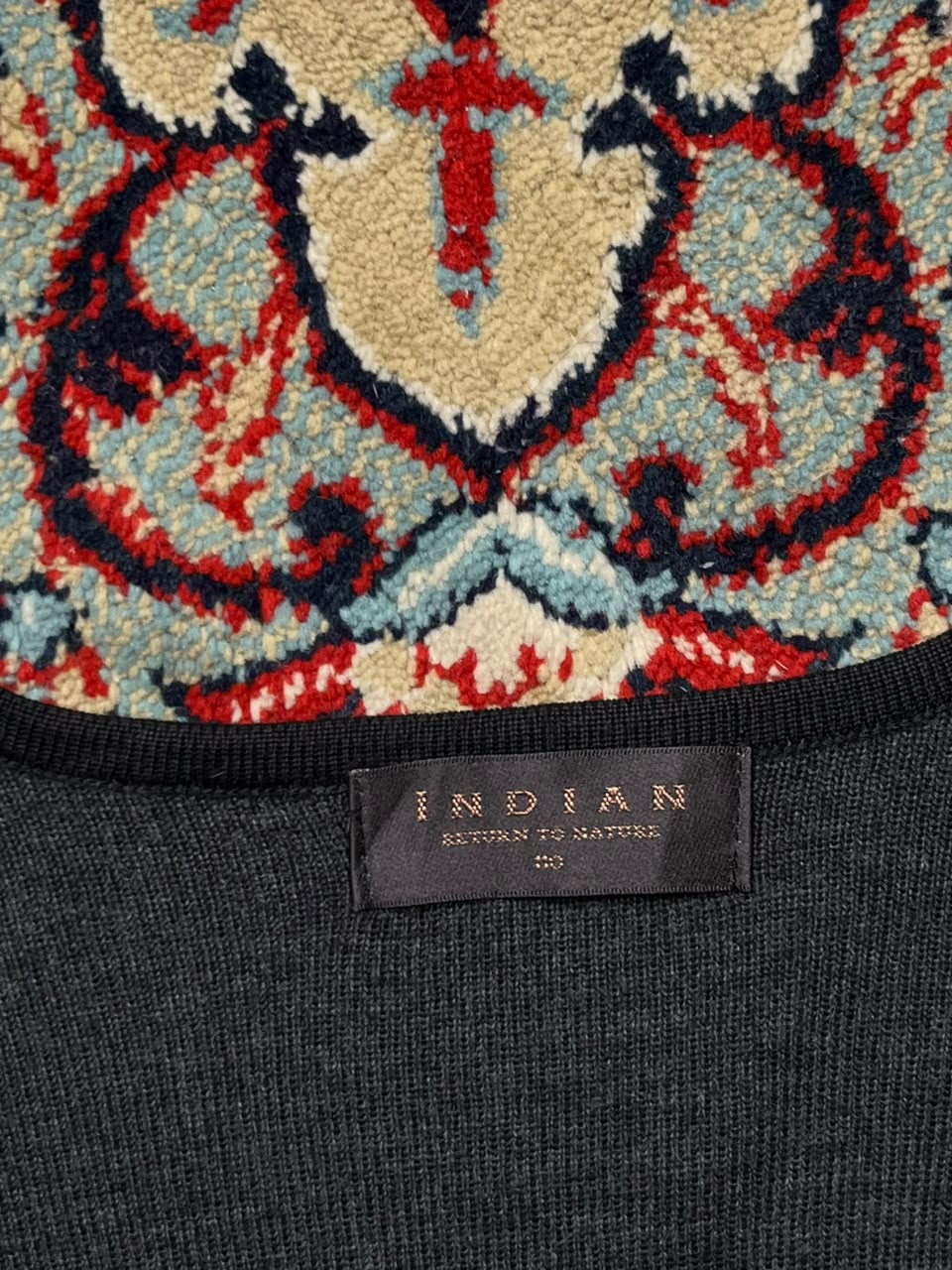 Indian Striped V-Neck Knit Sweater - L