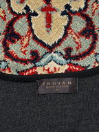 Indian Striped V-Neck Knit Sweater - L