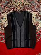 Indian Striped V-Neck Knit Sweater - L