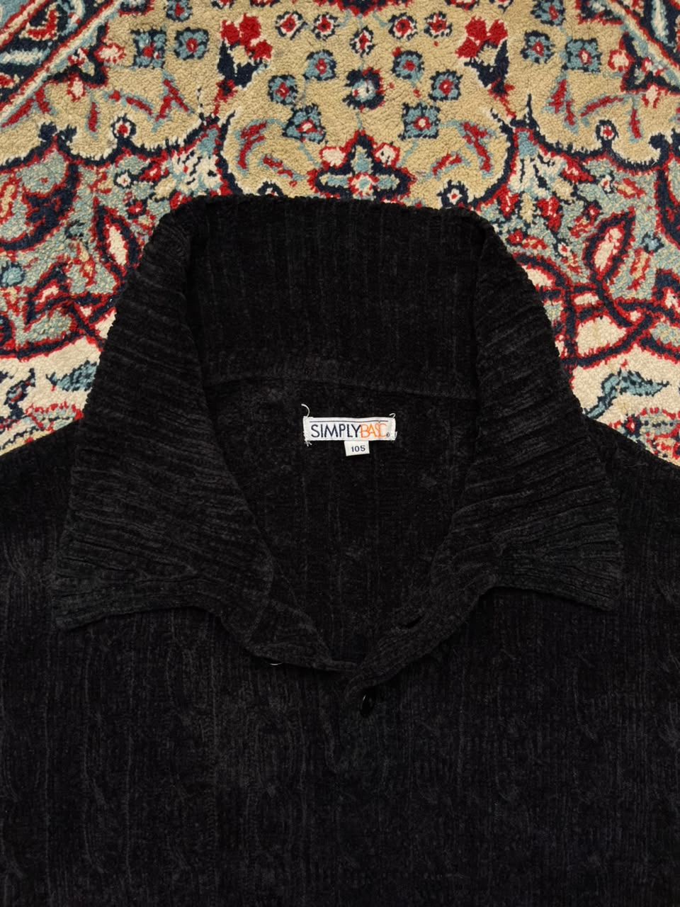 Simply Basic Chenille Cable Knit Polo Sweater - XL