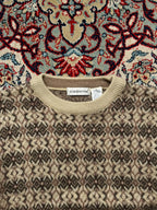 Claiborne Fair Isle Geometric Wool Crewneck Sweater - M