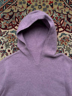 Lilac Heathered Knit V-Neck Pullover Hoodie - S